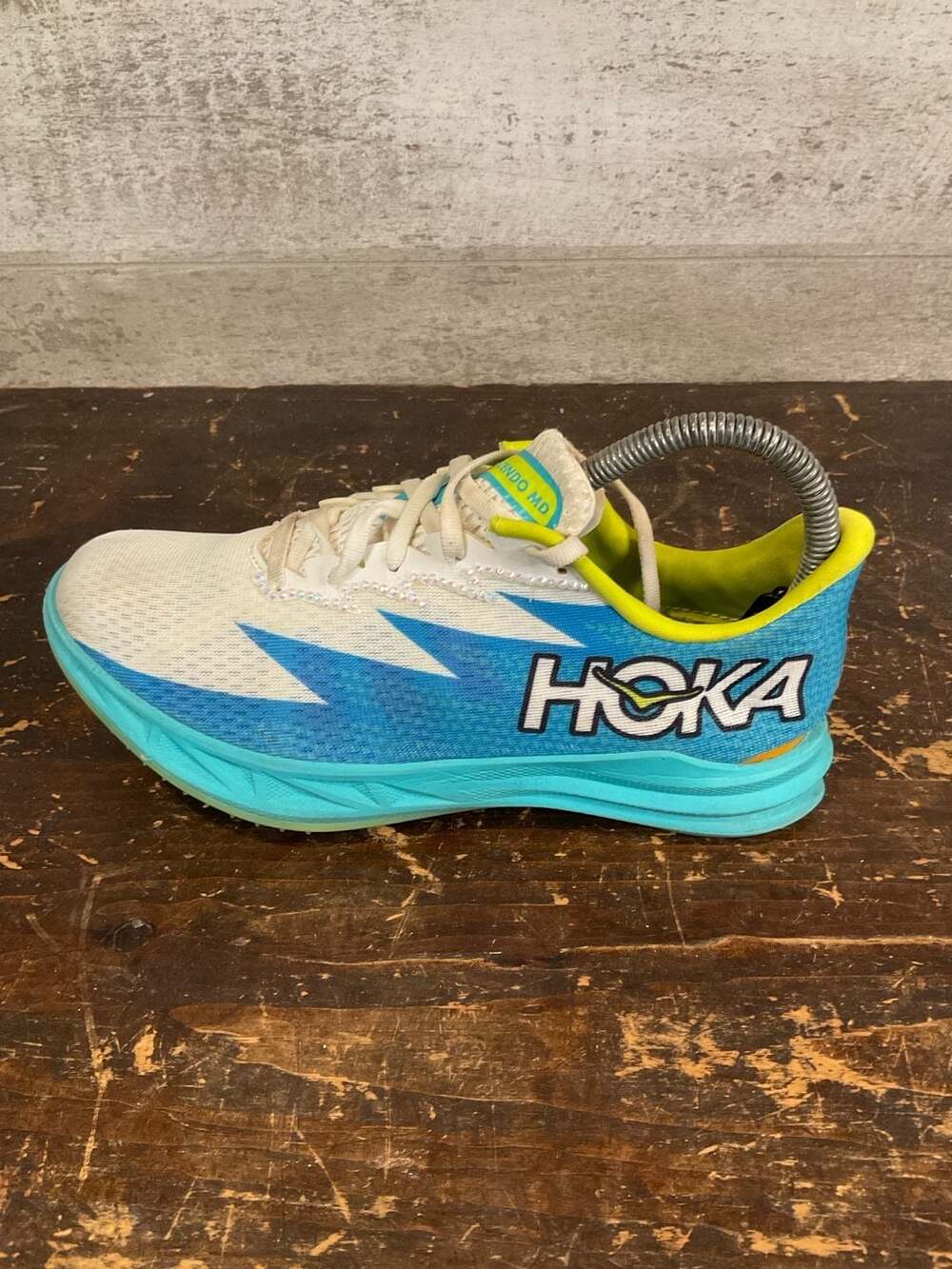 Hoka One One White Blue Turquoise Lime Men's Running Shoe